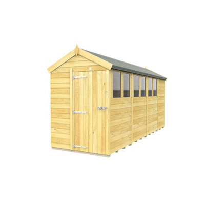 Diy Sheds 5X15 Apex ShedSingle Door With Windows from B&Q