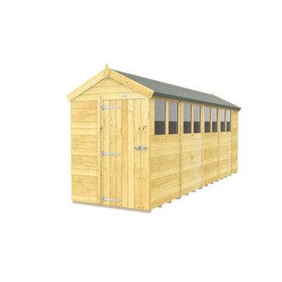 Diy Sheds 5X18 Apex Shed - Single Door With Windows