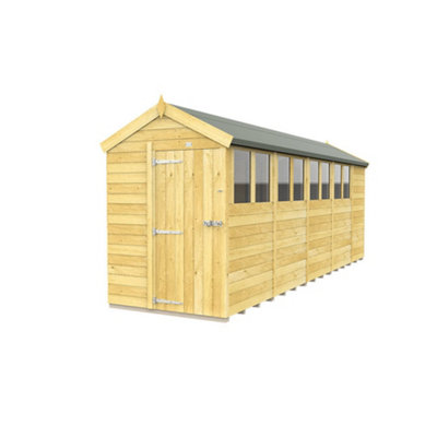 Diy Sheds 5X19 Apex Shed - Single Door With Windows