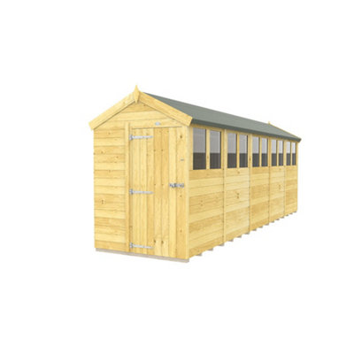 Diy Sheds 5X20 Apex Shed - Single Door With Windows