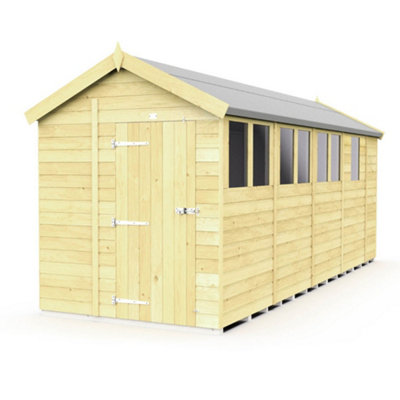 Diy Sheds 6X17 Apex ShedSingle Door With Windows from B&Q