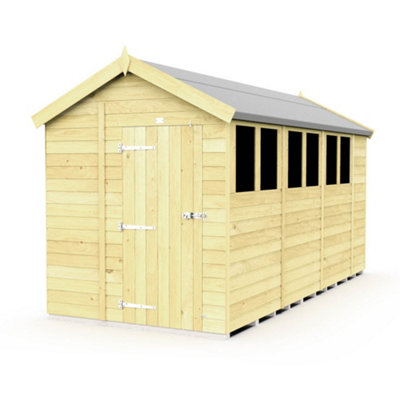 Diy Sheds 7X14 Apex ShedSingle Door With Windows from B&Q