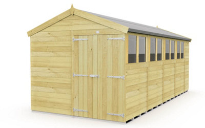 Diy Sheds 8X18 Apex ShedDouble Door With Windows from B&Q