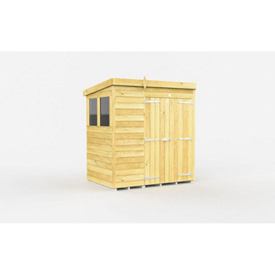 Diy Sheds 7X4 Pent Shed - Double Door With Windows