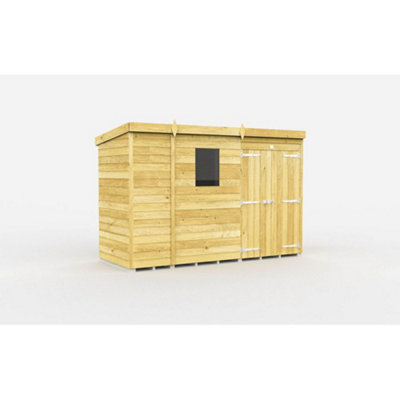 Diy Sheds 9X4 Pent Shed - Double Door With Windows