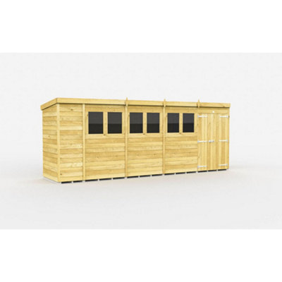 Diy Sheds 19X4 Pent ShedDouble Door With Windows from B&Q