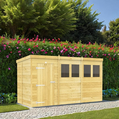 Diy Sheds 12X5 Pent ShedSingle Door With Windows from B&Q