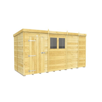 Diy Sheds 13X5 Pent Shed - Single Door With Windows