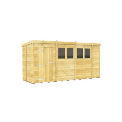 Diy Sheds 14X5 Pent Shed - Single Door With Windows