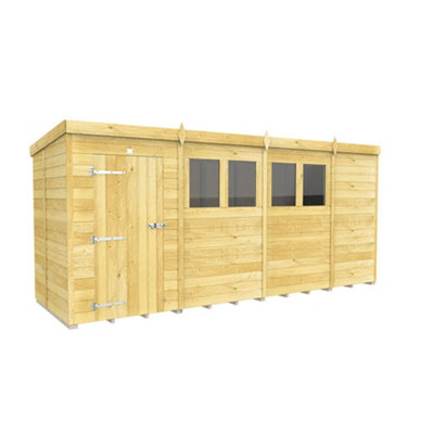 Diy Sheds 15X5 Pent Shed - Single Door With Windows