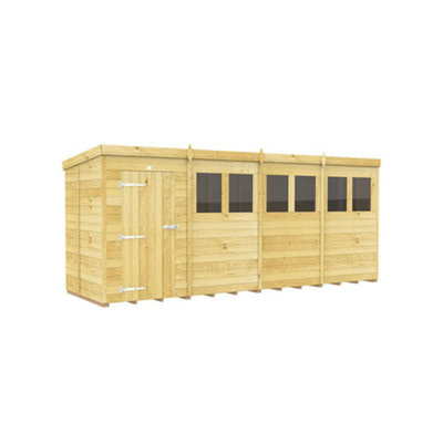 Diy Sheds 16X5 Pent Shed - Single Door With Windows