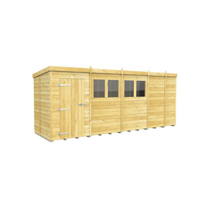 Diy Sheds 17X5 Pent ShedSingle Door With Windows from B&Q