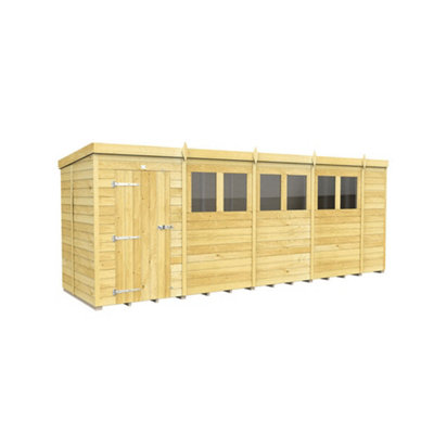 Diy Sheds 18X5 Pent Shed - Single Door With Windows