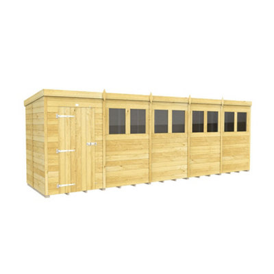 Diy Sheds 20X5 Pent ShedSingle Door With Windows from B&Q