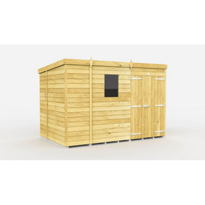 Diy Sheds 9X6 Pent Shed - Double Door With Windows