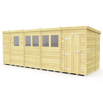 Diy Sheds 17X6 Pent Shed - Single Door With Windows