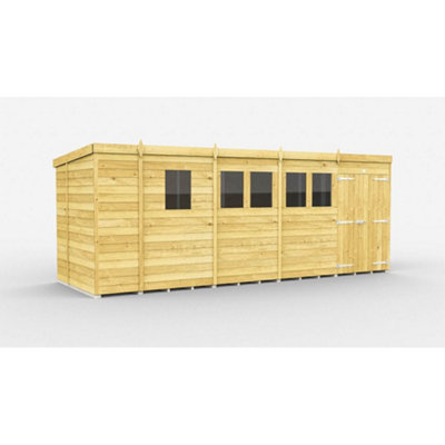 Diy Sheds 17X6 Pent Shed - Double Door With Windows