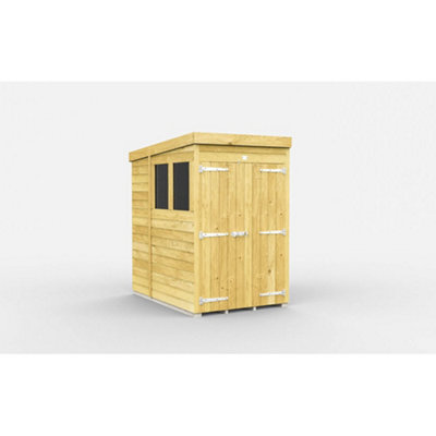 Diy Sheds 4X7 Pent Shed - Double Door With Windows