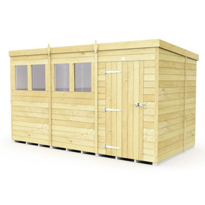 Diy Sheds 12X7 Pent Shed - Single Door With Windows