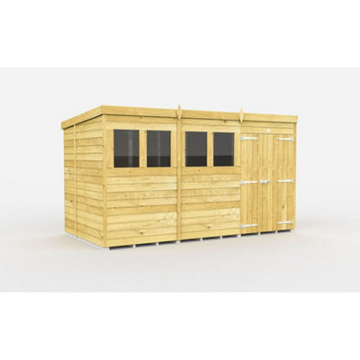 Diy Sheds 12X7 Pent Shed - Double Door With Windows