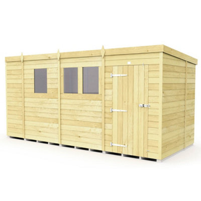 Diy Sheds 13X7 Pent ShedSingle Door With Windows from B&Q