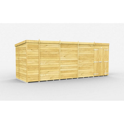 Diy Sheds 18X7 Pent ShedDouble Door Without Windows from B&Q