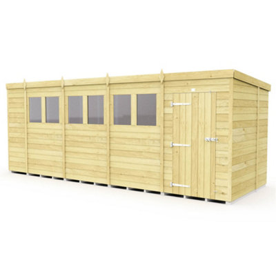 Diy Sheds 19X7 Pent Shed - Single Door With Windows