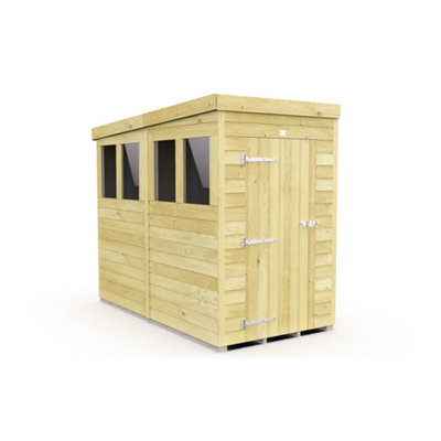 Diy Sheds 4X8 Pent Shed - Single Door With Windows