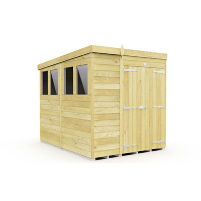 Diy Sheds 5X8 Pent ShedDouble Door With Windows from B&Q