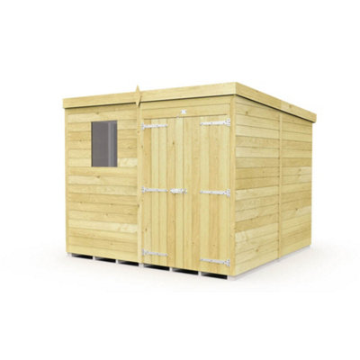 Diy Sheds 7X8 Pent ShedDouble Door With Windows from B&Q