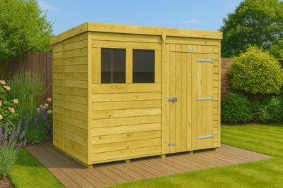 Diy Sheds 8X8 Pent ShedSingle Door With Windows from B&Q