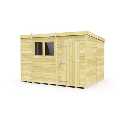 Diy Sheds 11X8 Pent ShedSingle Door With Windows from B&Q