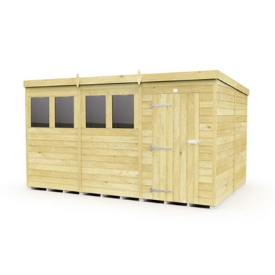 Diy Sheds 12X8 Pent ShedSingle Door With Windows from B&Q