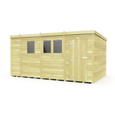 Diy Sheds 13X8 Pent Shed - Single Door With Windows