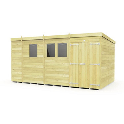 Diy Sheds 13X8 Pent ShedDouble Door With Windows from B&Q
