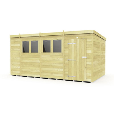 Diy Sheds 15X8 Pent Shed - Single Door With Windows