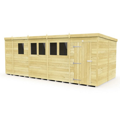 Diy Sheds 17X8 Pent Shed - Single Door With Windows