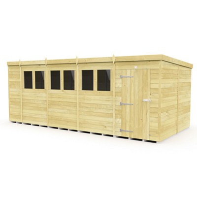 Diy Sheds 18X8 Pent Shed - Single Door With Windows