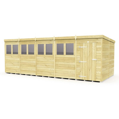 Diy Sheds 20X8 Pent Shed - Single Door With Windows