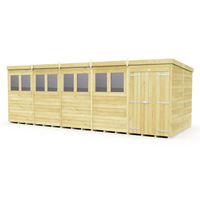 Diy Sheds 20X8 Pent Shed - Double Door With Windows