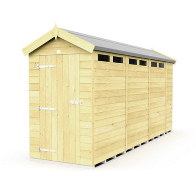 Diy Sheds 4X14 Apex Security Shed - Single Door