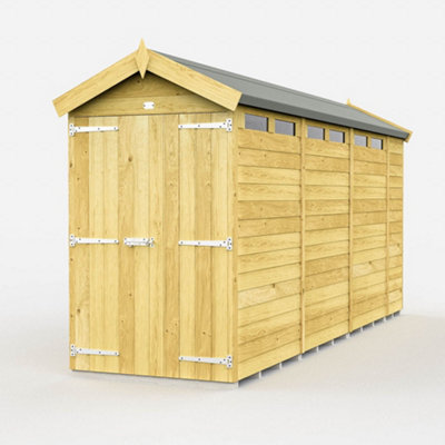 Diy Sheds 4X14 Apex Security Shed - Double Door