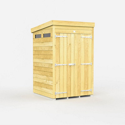 Diy Sheds 4X4 Pent Security Shed - Double Door