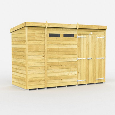 Diy Sheds 10X4 Pent Security Shed - Double Door