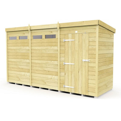 Diy Sheds 12X4 Pent Security Shed - Single Door