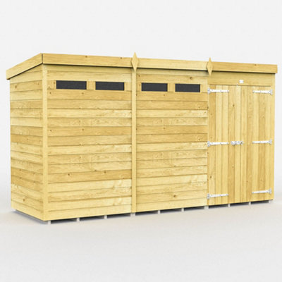 Diy Sheds 12X4 Pent Security Shed - Double Door