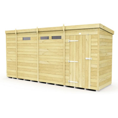 Diy Sheds 13X4 Pent Security Shed - Single Door