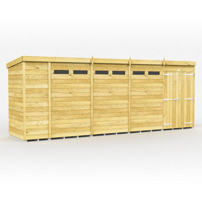 Diy Sheds 18X4 Pent Security Shed - Double Door