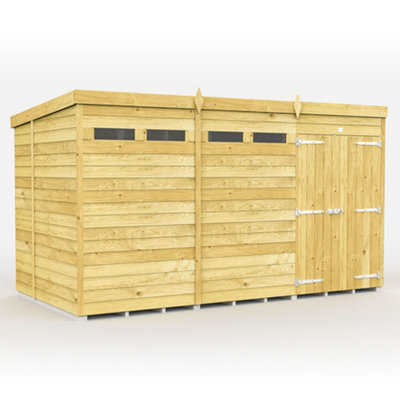 Diy Sheds 12X6 Pent Security Shed - Double Door