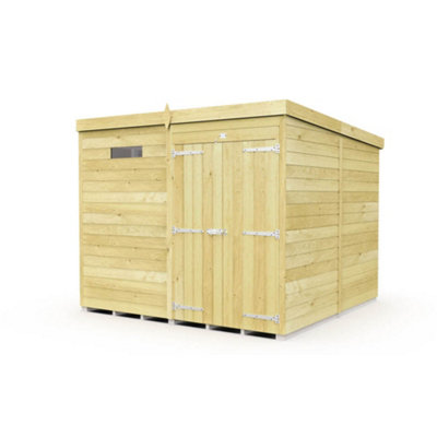 Diy Sheds 7X8 Pent Security Shed - Double Door